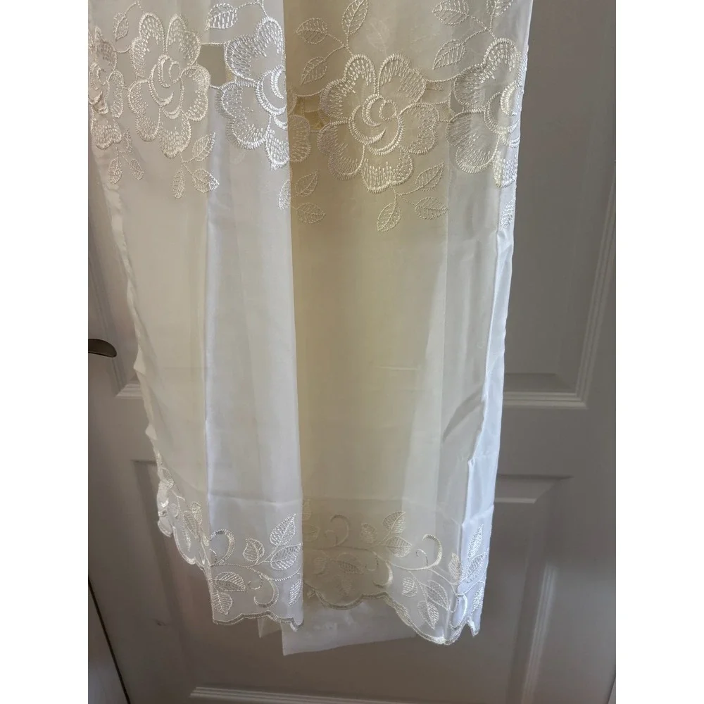 Whole Home 84 inch Lace Embroidered Window Curtain Panel Ivory Polyester NEW‎